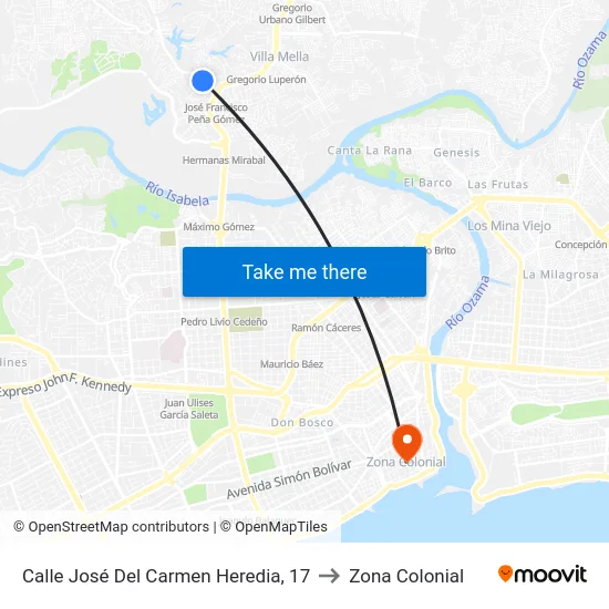 Calle José Del Carmen Heredia, 17 to Zona Colonial map