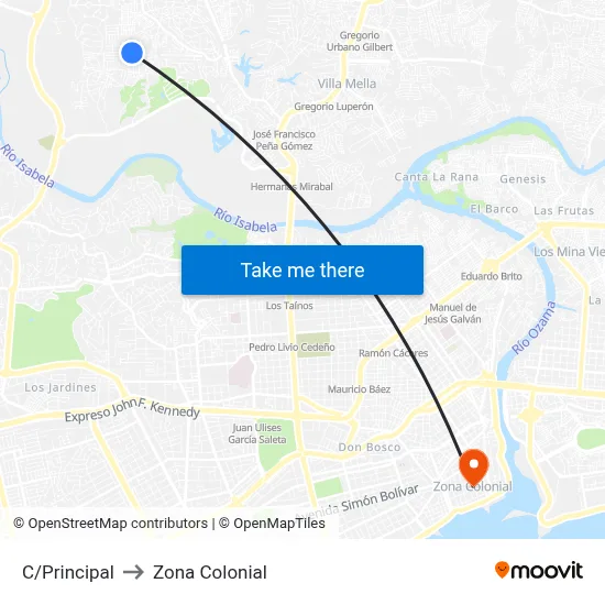 C/Principal to Zona Colonial map