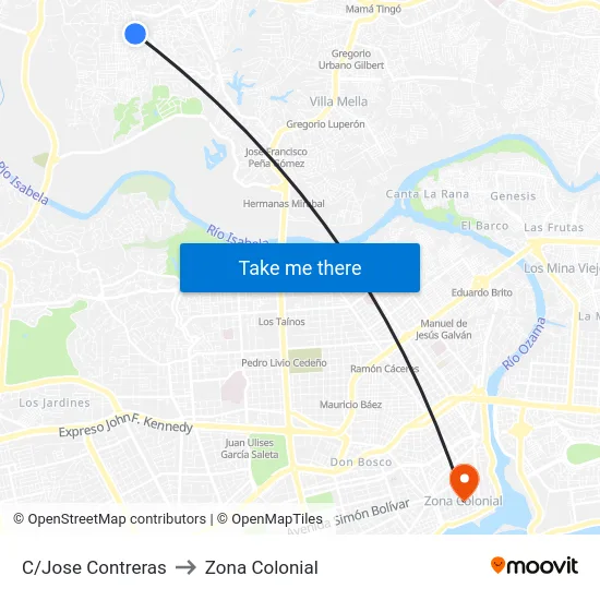 C/Jose Contreras to Zona Colonial map