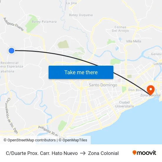 C/Duarte Prox. Carr. Hato Nuevo to Zona Colonial map