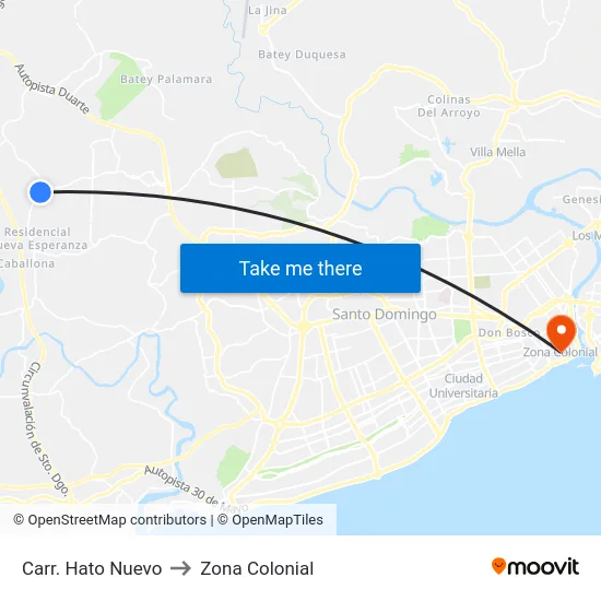 Carr. Hato Nuevo to Zona Colonial map