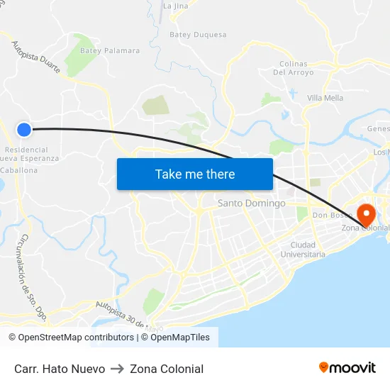 Carr. Hato Nuevo to Zona Colonial map