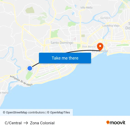 C/Central to Zona Colonial map