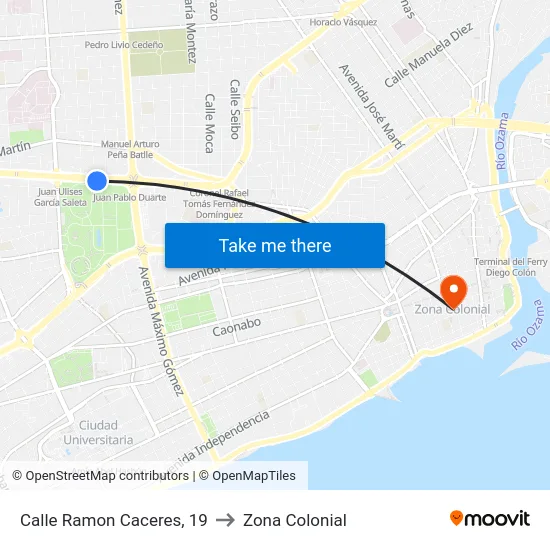 Calle Ramon Caceres, 19 to Zona Colonial map