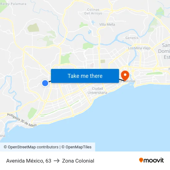 Avenida México, 63 to Zona Colonial map