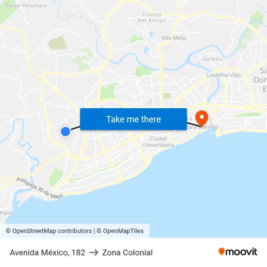 Avenida México, 182 to Zona Colonial map