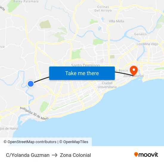 C/Yolanda Guzman to Zona Colonial map