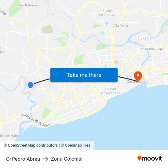 C/Pedro Abreu to Zona Colonial map