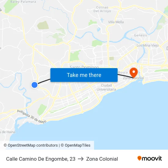 Calle Camino De Engombe, 23 to Zona Colonial map