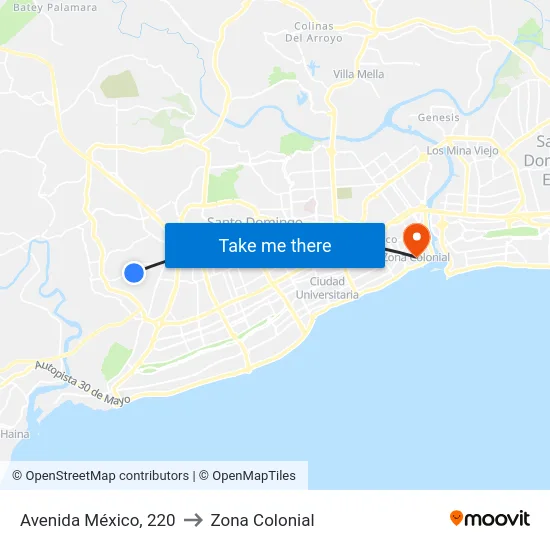Avenida México, 220 to Zona Colonial map