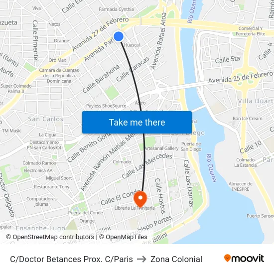 C/Doctor Betances Prox. C/Paris to Zona Colonial map