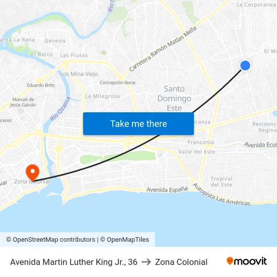Avenida Martin Luther King Jr., 36 to Zona Colonial map
