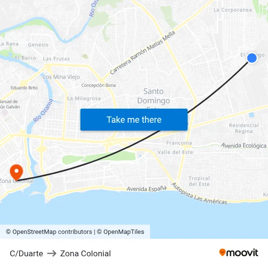 C/Duarte to Zona Colonial map