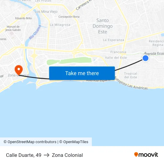 Calle Duarte, 49 to Zona Colonial map