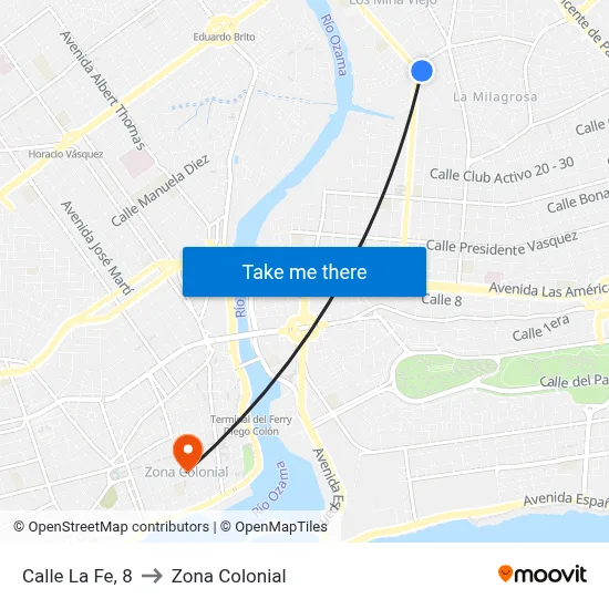 Calle La Fe, 8 to Zona Colonial map