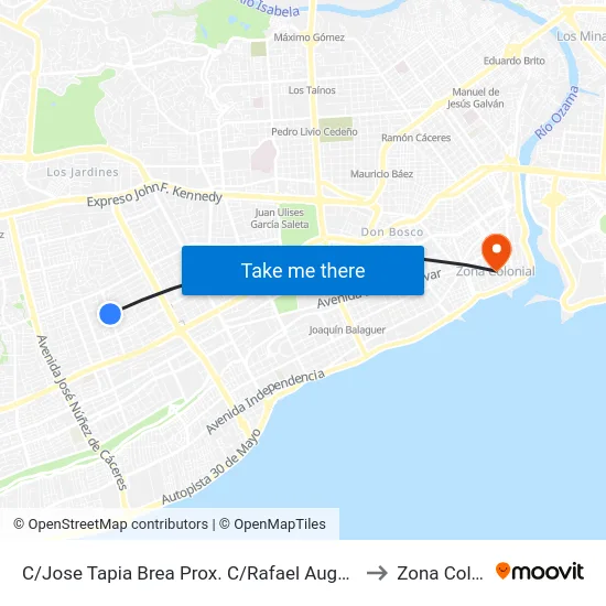 C/Jose Tapia Brea Prox. C/Rafael Augusto Sanchez to Zona Colonial map