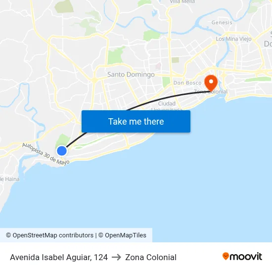 Avenida Isabel Aguiar, 124 to Zona Colonial map
