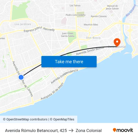 Avenida Rómulo Betancourt, 425 to Zona Colonial map