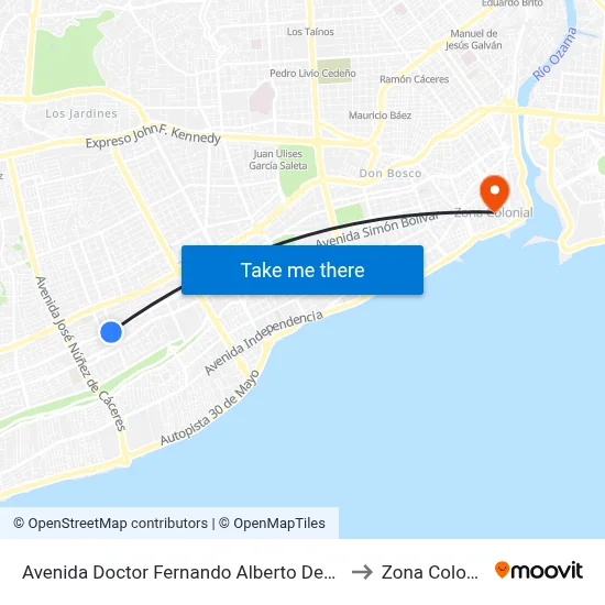 Avenida Doctor Fernando Alberto Defilló, 4 to Zona Colonial map
