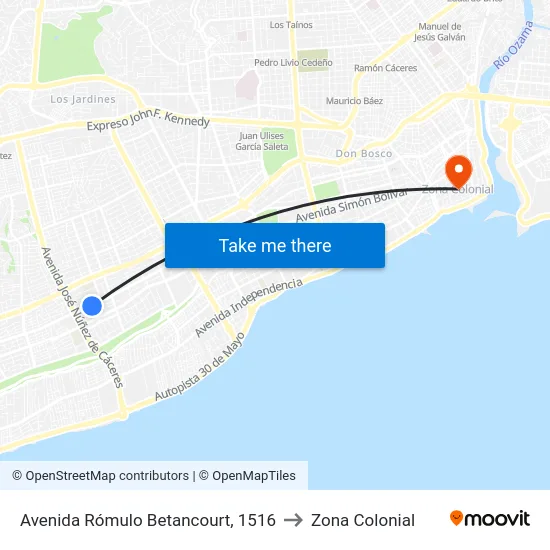Avenida Rómulo Betancourt, 1516 to Zona Colonial map