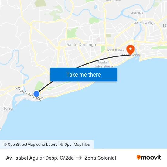 Av. Isabel Aguiar Desp. C/2da to Zona Colonial map