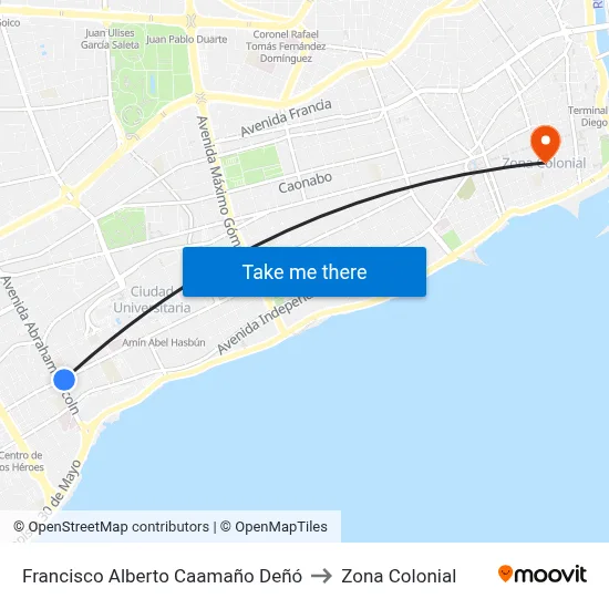 Francisco Alberto Caamaño Deñó to Zona Colonial map