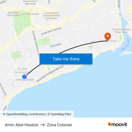 Amín Abel Hasbún to Zona Colonial map