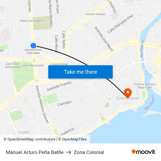 Manuel Arturo Peña Batlle to Zona Colonial map