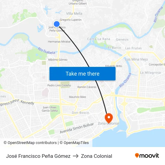 José Francisco Peña Gómez to Zona Colonial map