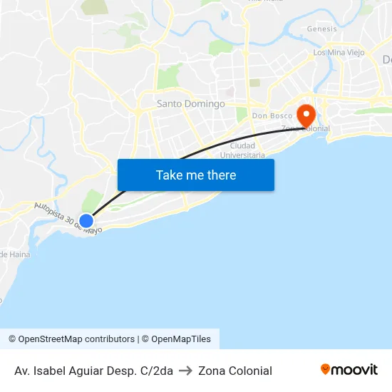 Av. Isabel Aguiar Desp. C/2da to Zona Colonial map