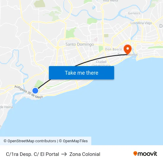 C/1ra Desp. C/ El Portal to Zona Colonial map