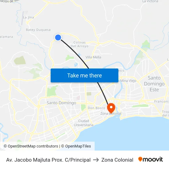Av. Jacobo Majluta Prox. C/Principal to Zona Colonial map