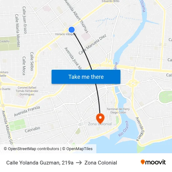 Calle Yolanda Guzman, 219a to Zona Colonial map