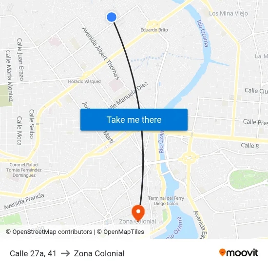 Calle 27a, 41 to Zona Colonial map