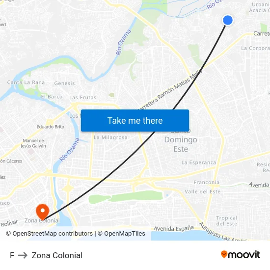 F to Zona Colonial map