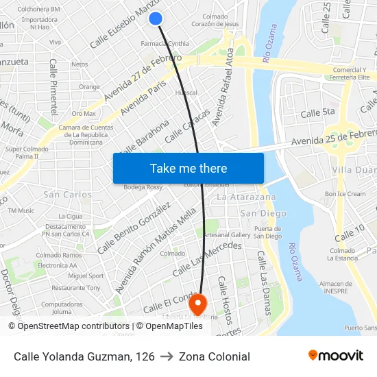 Calle Yolanda Guzman, 126 to Zona Colonial map