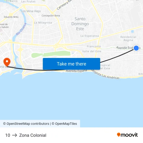 10 to Zona Colonial map