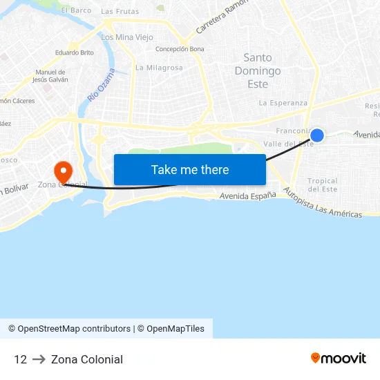 12 to Zona Colonial map