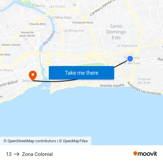 13 to Zona Colonial map