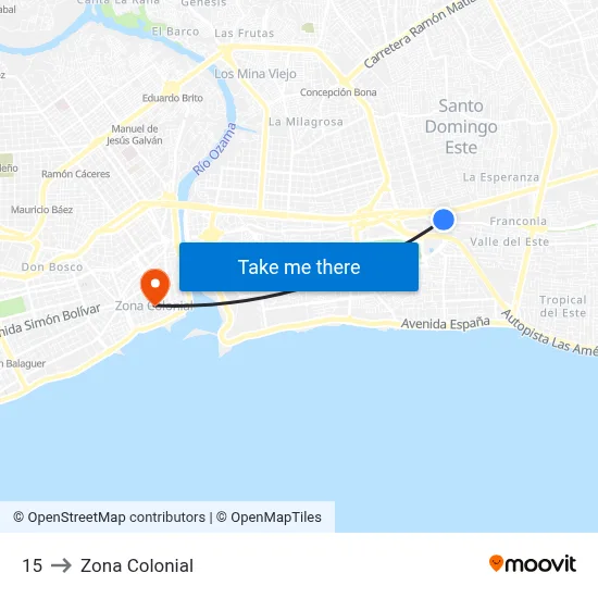 15 to Zona Colonial map