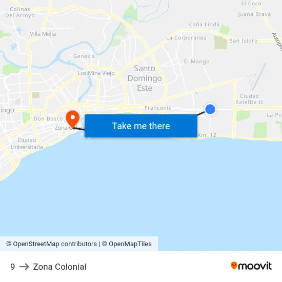 9 to Zona Colonial map