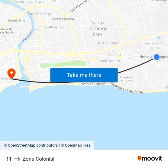 11 to Zona Colonial map