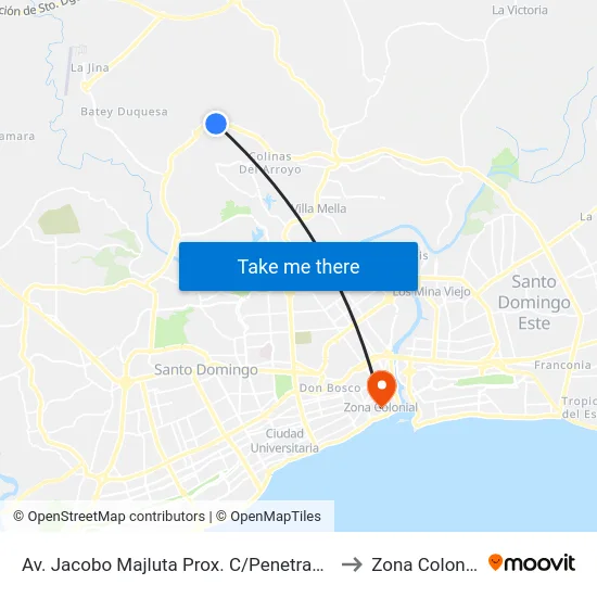 Av. Jacobo Majluta Prox. C/Penetración to Zona Colonial map