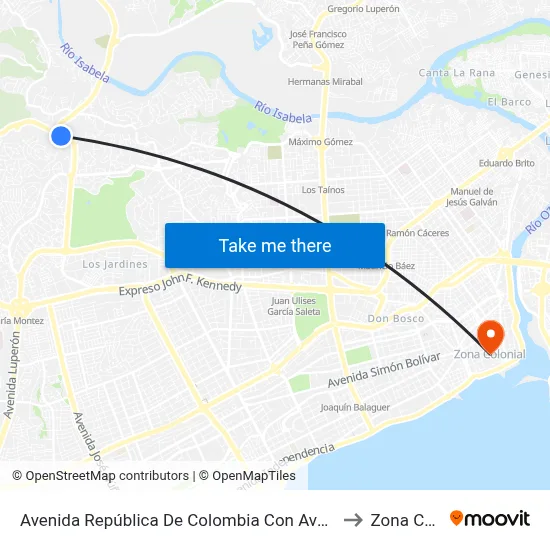 Avenida República De Colombia Con Avenida Jacobo Majluta to Zona Colonial map