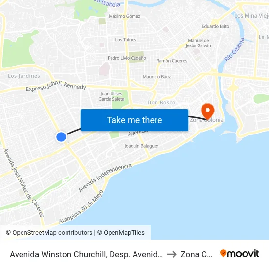 Avenida Winston Churchill, Desp. Avenida Roberto Pastoriza to Zona Colonial map