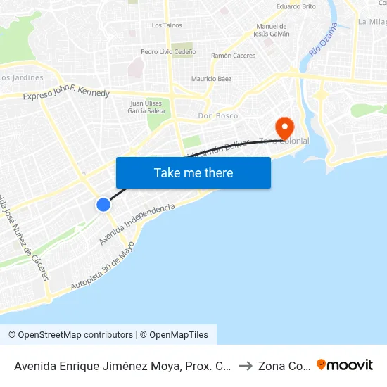 Avenida Enrique Jiménez Moya, Prox. C/Pablo M. Tavárez to Zona Colonial map