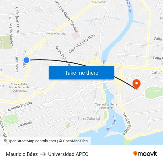 Mauricio Báez to Universidad APEC map