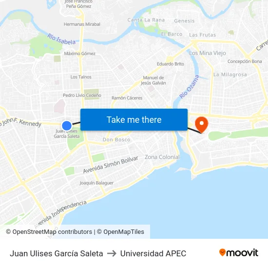 Juan Ulises García Saleta to Universidad APEC map