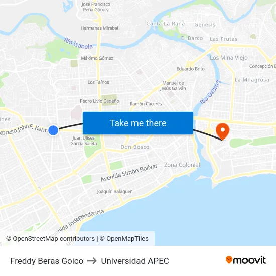 Freddy Beras Goico to Universidad APEC map