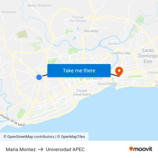 María Montez to Universidad APEC map